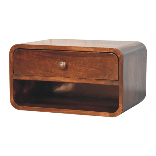 Big Sur Curved Walnut 1 Drawer Nightstand