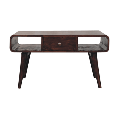 Nashville Curved Walnut 2-Drawer Coffee Table