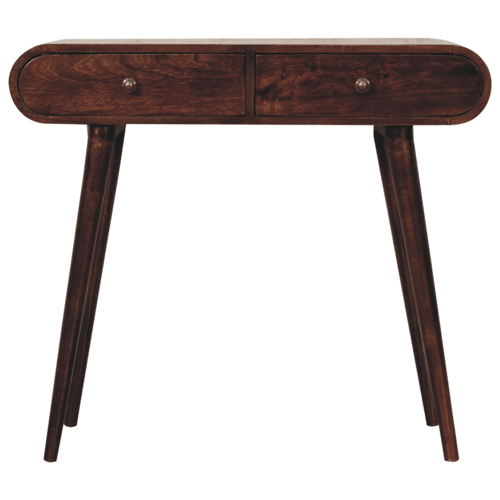 Montecito Walnut Curved 2 Drawer Console Table