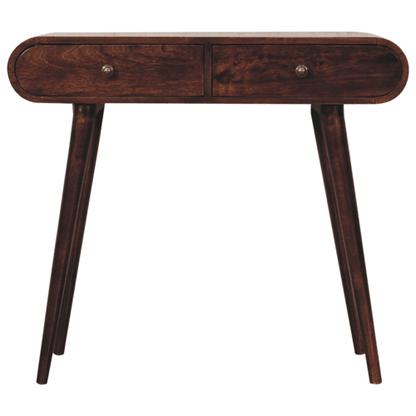 Montecito Walnut Curved 2 Drawer Console Table
