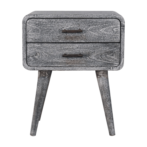 Bodie Wash Curved 2 Drawer Nightstand Table