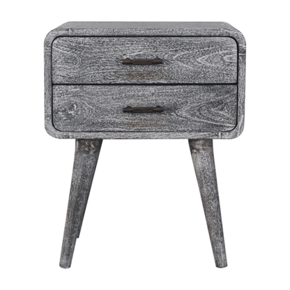 Bodie Wash Curved 2 Drawer Nightstand Table