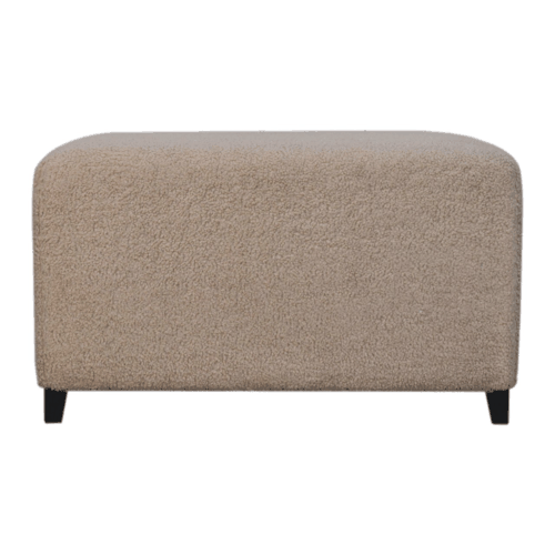 Bouclé Montauk Bliss Cream Solid Wood Ottoman