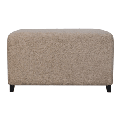 Bouclé Montauk Bliss Cream Solid Wood Ottoman