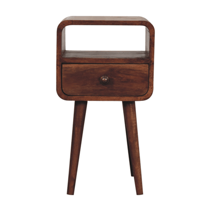 Small Honey Caramel Curved Bedside Table