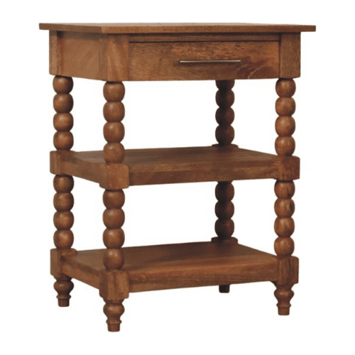 Savannah Spindle 1 Drawer 2 Shelf Side Table