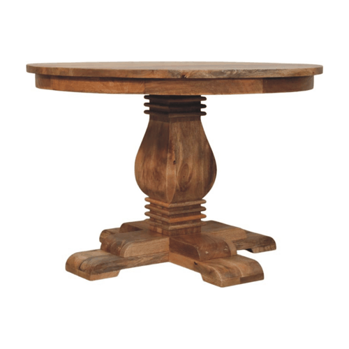 Sculptural Pedestal Round Wood Dining Table