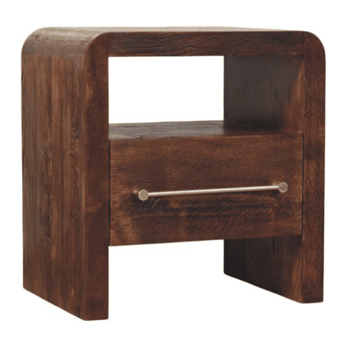 Melrose Smoked Oak 1 Drawer Open Nightstand