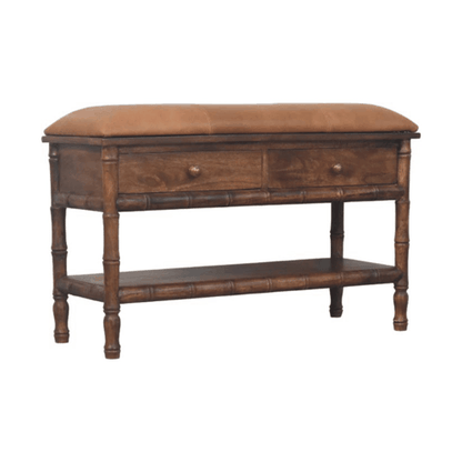 Key West Bamboo Leather Seat Storage Bench