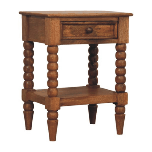 Savannah Spindle Amber Oak 1 Drawer Nightstand