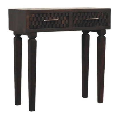 Santa Fe Carved Mocha Slim Console Table