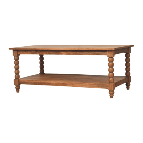 Savannah Spindle Golden Teak Shelf Coffee Table