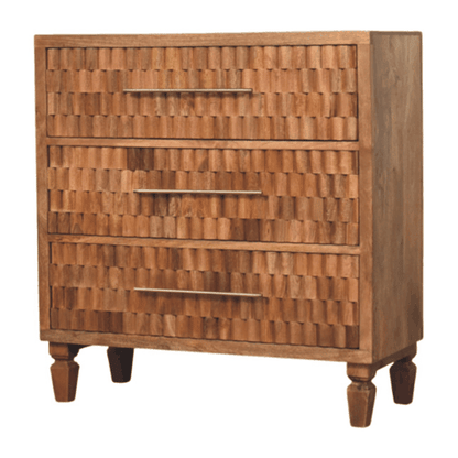 Santa Fe Carved Teak Wood Chest of Drawers