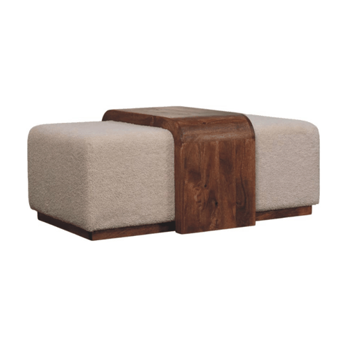Bouclé Montauk Arden Bench Duo with Solid Wood Table
