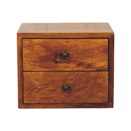 Small Chestnut 2-Drawer Floating Nightstand