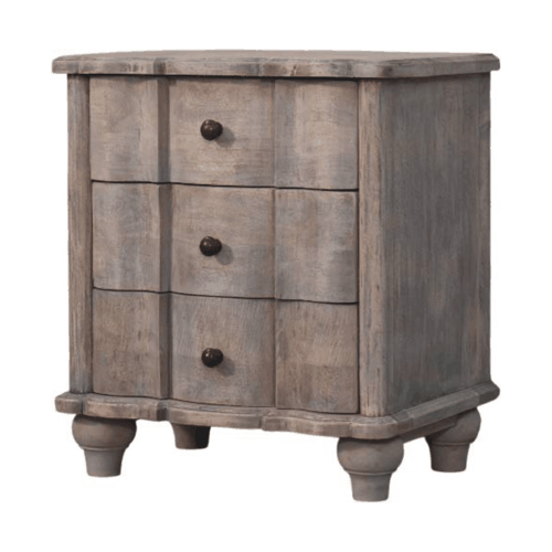 Bodie Wash Solid Wood 3 Drawer Nightstand