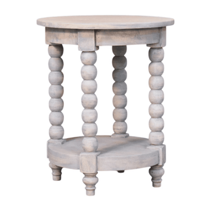 Savannah Spindle Washed 2 Tier Round End Table