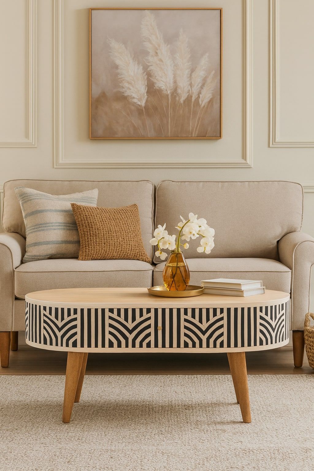 Marfa Oak Bone Inlay Storage Coffee Table