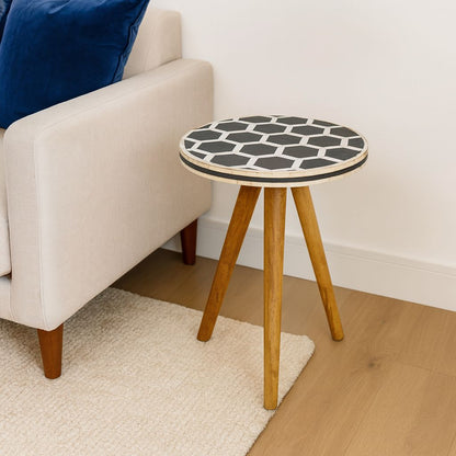 Marfa Oak Bone Inlay Accent End Side Table