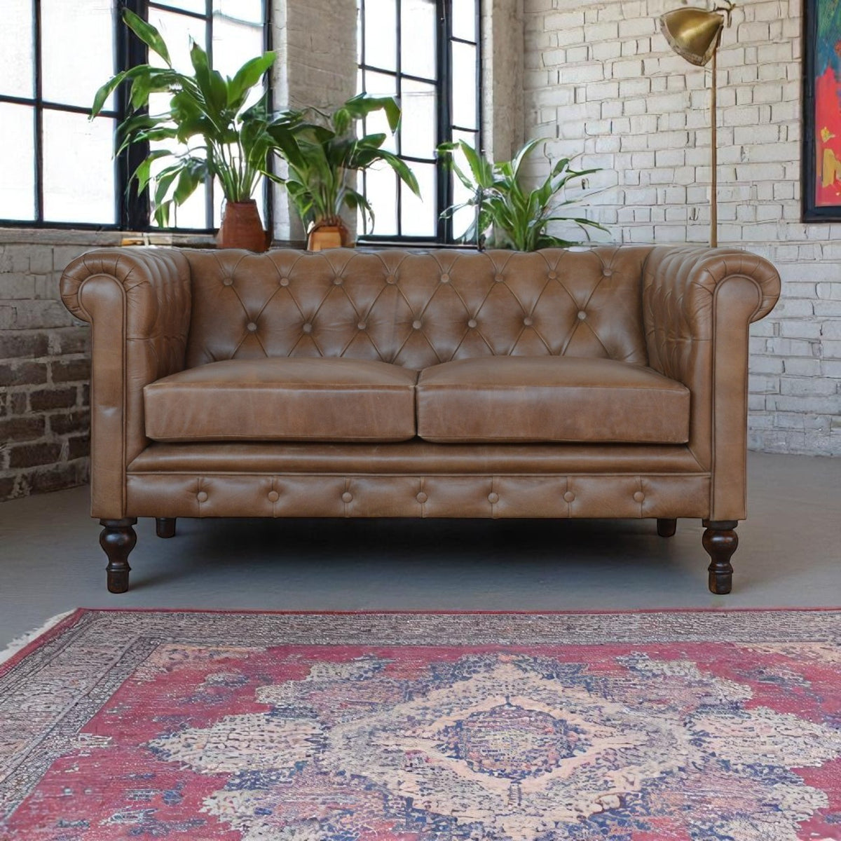 Sutton Buffalo Leather Chesterfield 2-Seater Sofa