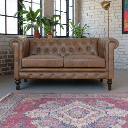 Sutton Buffalo Leather Chesterfield 2-Seater Sofa