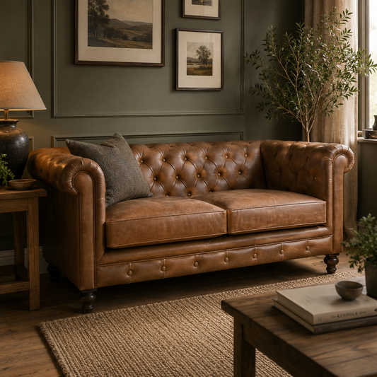 Sutton Buffalo Leather Chesterfield 2-Seater Sofa