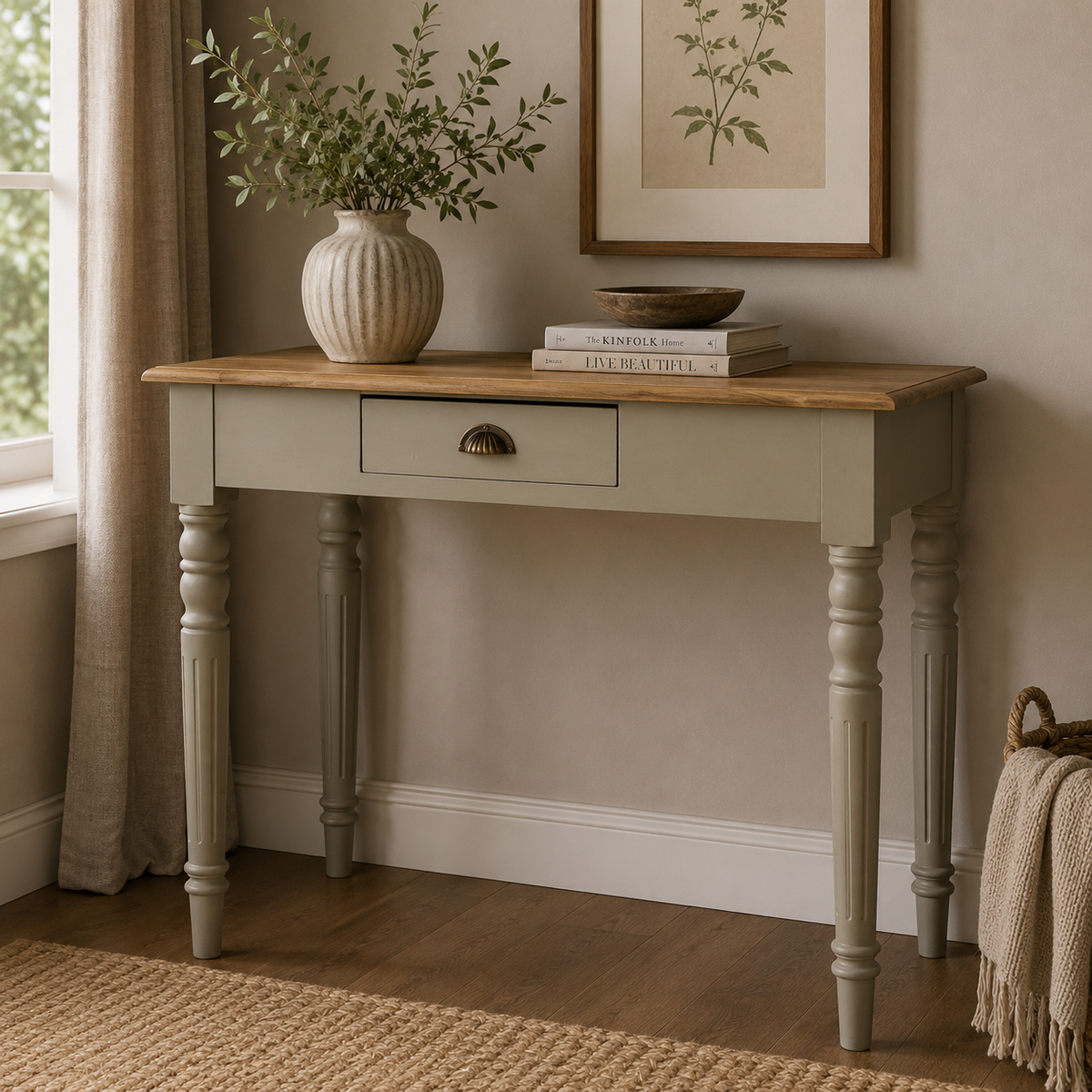 Hand Painted 1 Drawer Timber Writing Desk