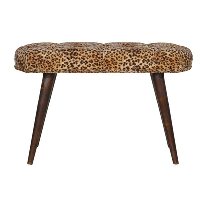 Leona Print Velvet Deep Button Tufted Bench