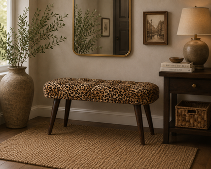 Leona Print Velvet Deep Button Tufted Bench