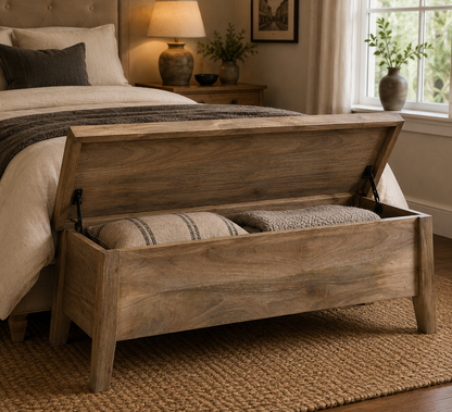 Oak-Tone Lift-Up Solid Timber Storage Bench
