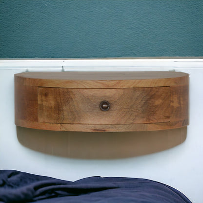 Small Oak-Tone 1 Drawer Floating Nightstand