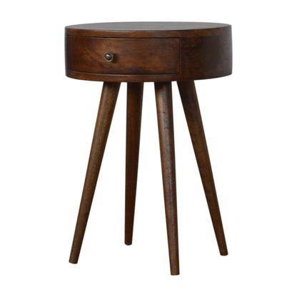 Nordic Chestnut Circular 1 Drawer Nightstand