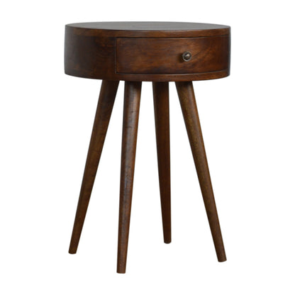 Nordic Chestnut Circular 1 Drawer Nightstand