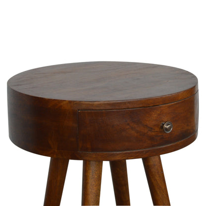 Nordic Chestnut Circular 1 Drawer Nightstand