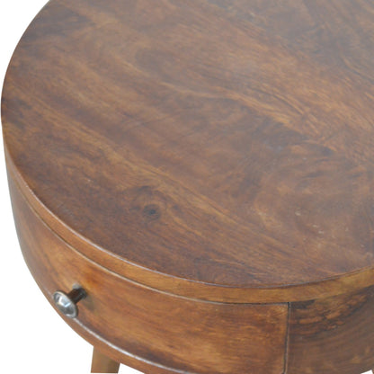 Nordic Chestnut Circular 1 Drawer Nightstand
