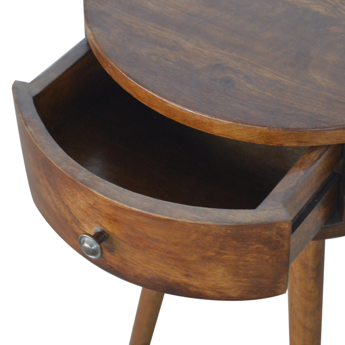 Nordic Chestnut Circular 1 Drawer Nightstand