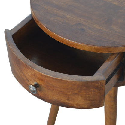 Nordic Chestnut Circular 1 Drawer Nightstand