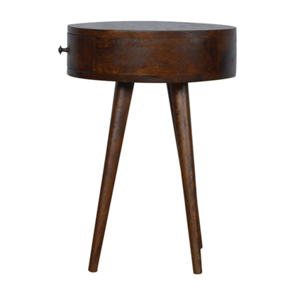 Nordic Chestnut Circular 1 Drawer Nightstand