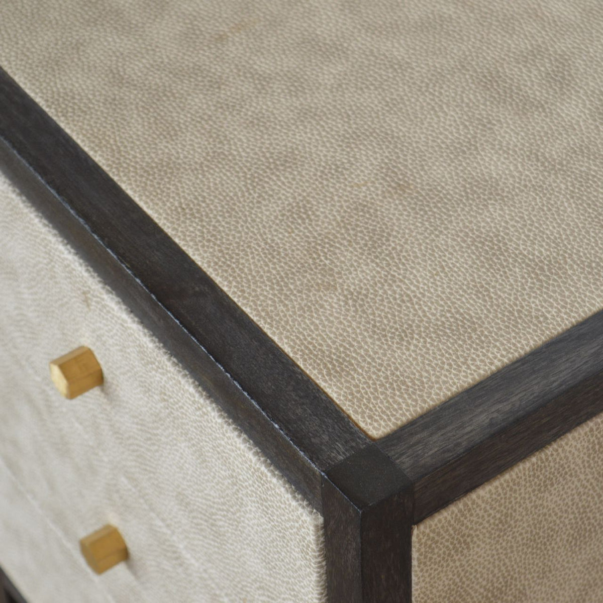 Black Ash Faux Leather 3 Drawer Nightstand