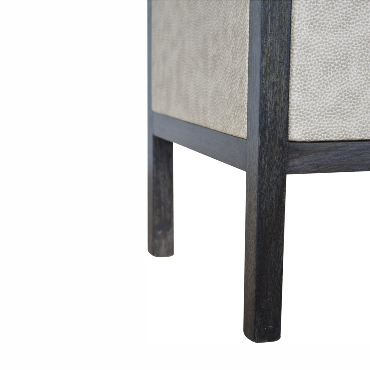 Black Ash Faux Leather 3 Drawer Nightstand