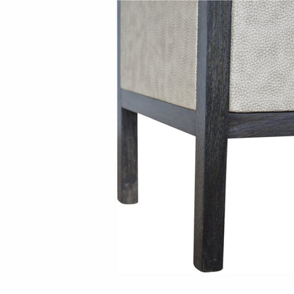 Black Ash Faux Leather 3 Drawer Nightstand