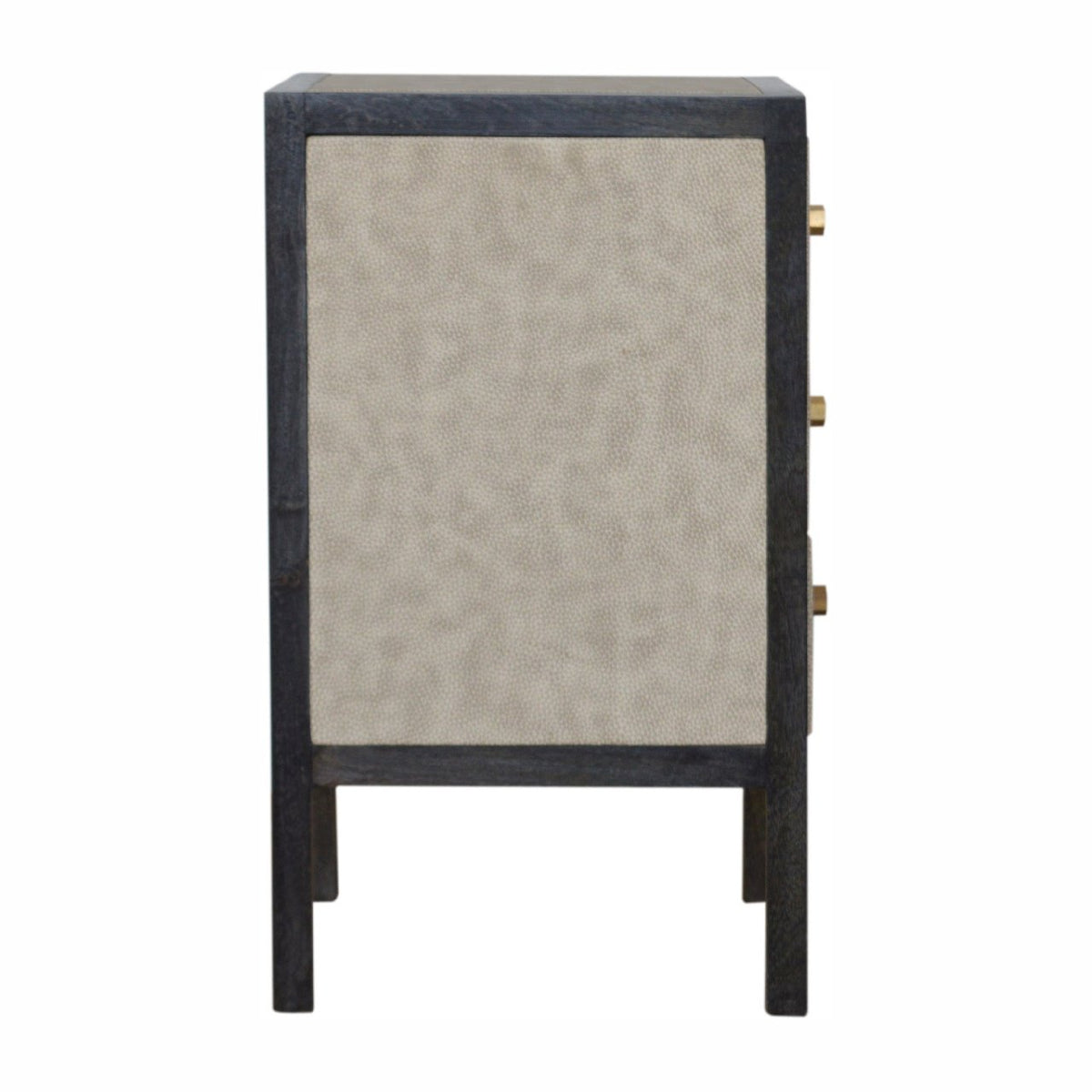 Black Ash Faux Leather 3 Drawer Nightstand