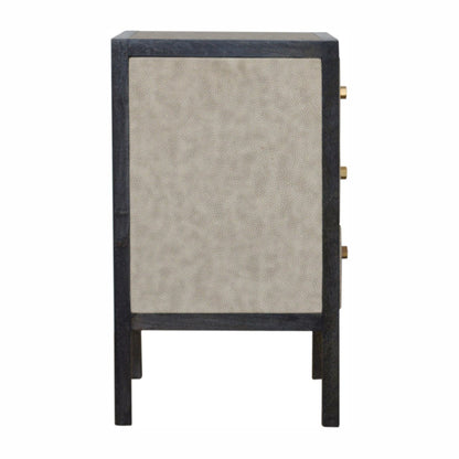 Black Ash Faux Leather 3 Drawer Nightstand
