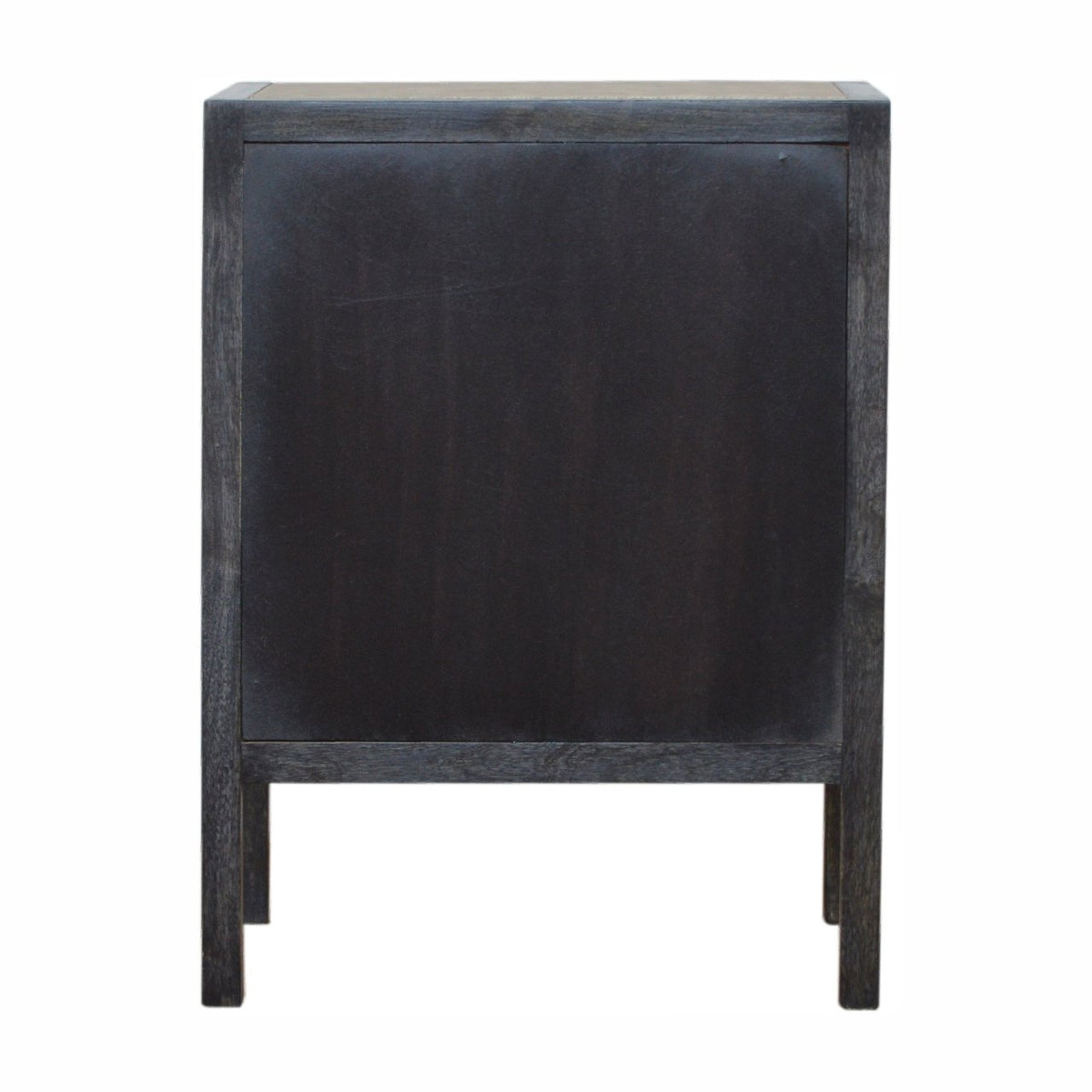 Black Ash Faux Leather 3 Drawer Nightstand