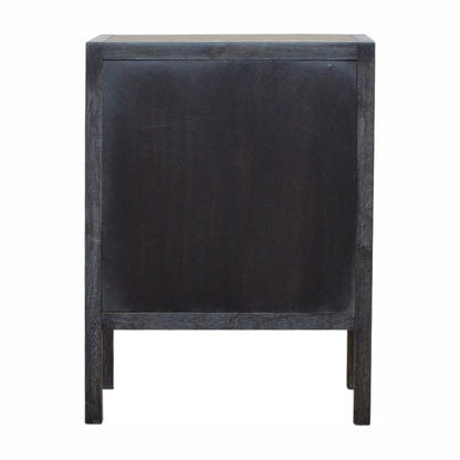Black Ash Faux Leather 3 Drawer Nightstand