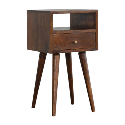 Small Chestnut 1 Drawer Open Shelf Nightstand