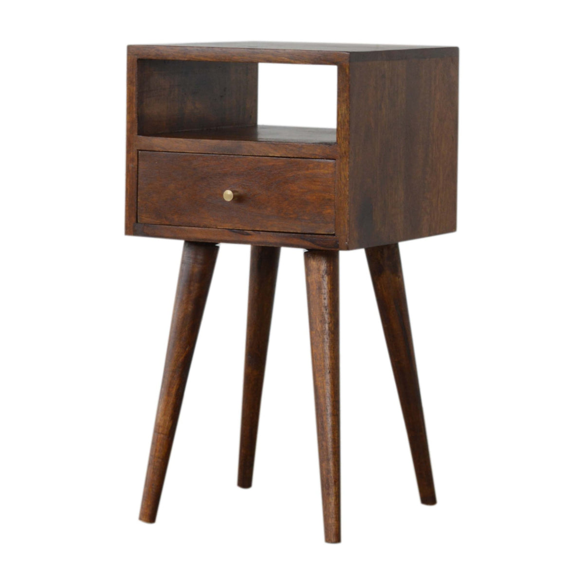Small Chestnut 1 Drawer Open Shelf Nightstand