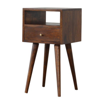 Small Chestnut 1 Drawer Open Shelf Nightstand