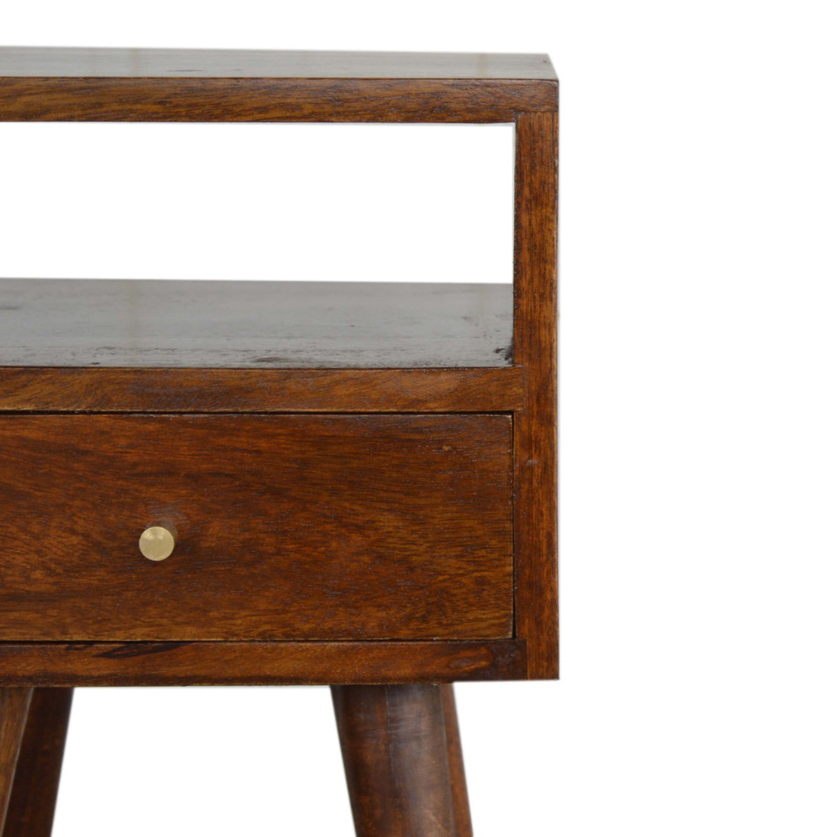 Small Chestnut 1 Drawer Open Shelf Nightstand