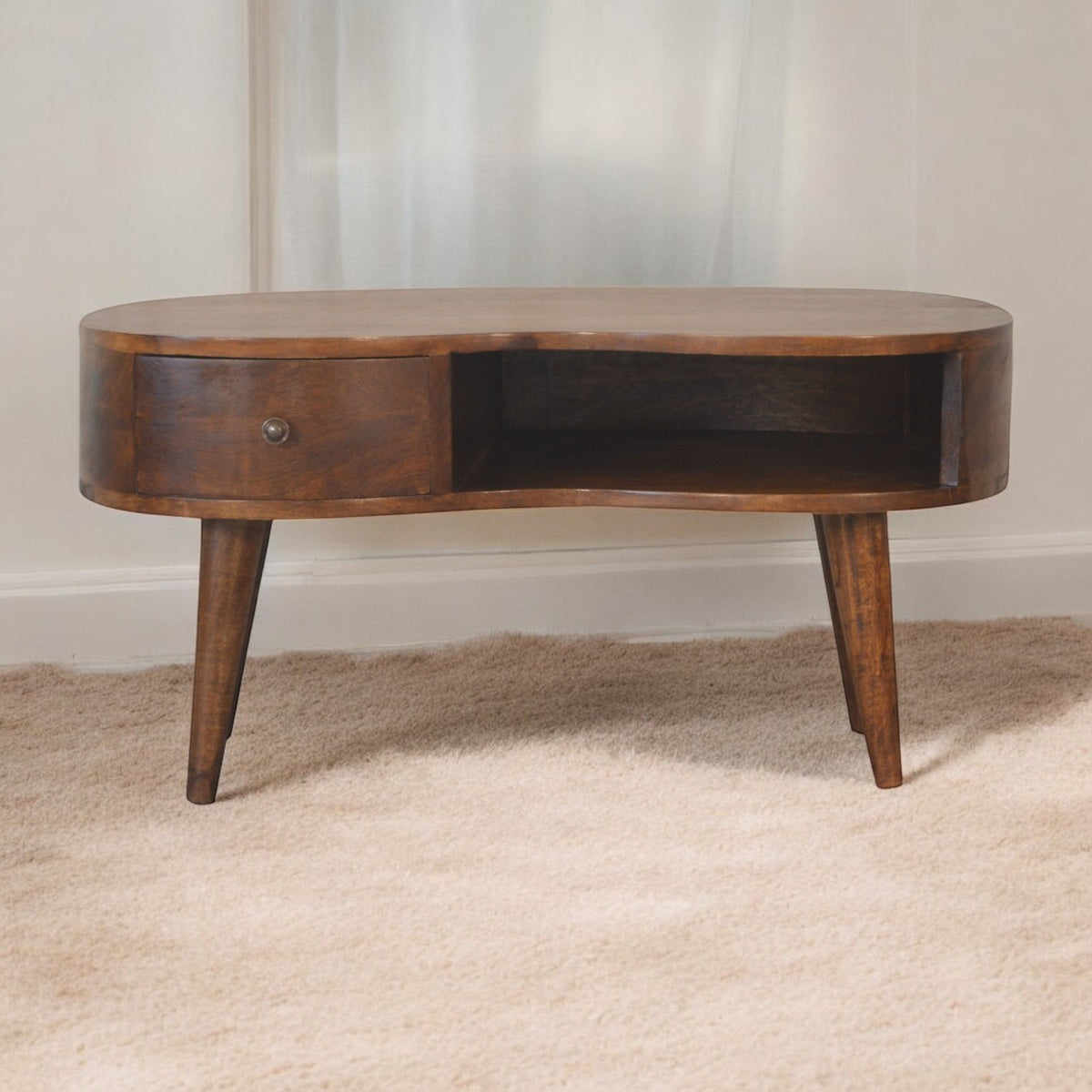 Chestnut Ridge Wave Coffee Table with Drawer